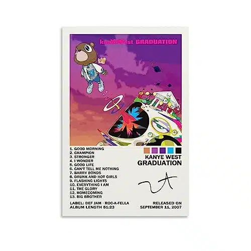 Eassl Kanye Poster West Graduation Album Cover Posters Canvas Art Poster Bedroom Decor Posters Xinch(Xcm)