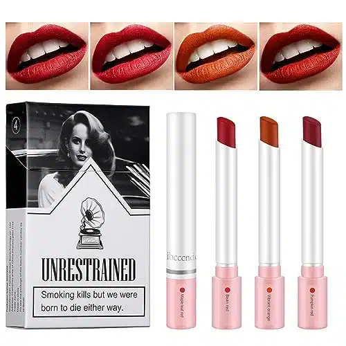 Lana Del Rey Lipstick Cigarettes Glossy Colors Lip Tint Stain Set, Little Smoke Tube Cigarette Lipstick Lana Del Rey Long Lasting Lipstick Hour Waterproof Matte Cigarette Lipstick Pack Set