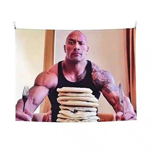 Xyyds Meme Tapestry, The Rock Eating Pancakes Funny Small Tapestry Boutique Wall Hanging Banner Party Flag Banner Wall Blanket For Bedroom College Dorm Poster Decor Xinches