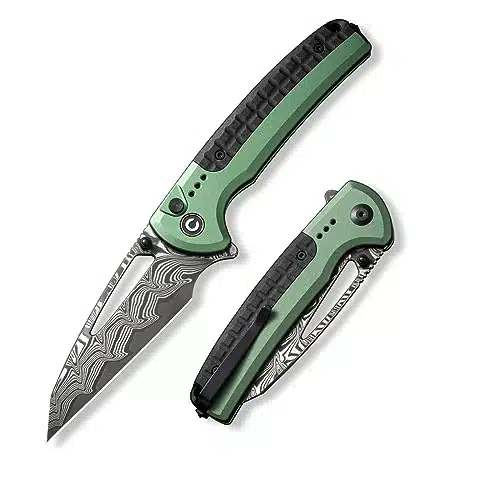 Civivi Sentinel Strike Pocket Knife With Glass Breaker, Utility Folding Knife For Outdoor Edc, Reverse Tanto Damascus Blade, Aircraft Grade Aluminum Handle With Frn Integral Spacer Cb Ds