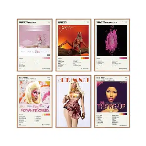 Etulle Nicki Rapper Minaj Poster Album Cover Posters For Room Aesthetic Hd Bedroom Music Decor Art Set Of , In X In, Unframed