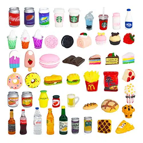 Pcs Miniature Food Drink Bottles Soda Pop Cans Pretend Play Kitchen Game Party Accessories Toys Hamburg Cake Ice Cream For Doll House (Food+Drink)