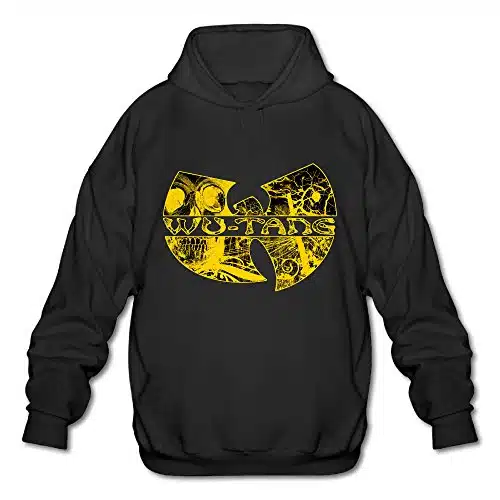 Wu Tang Clan Logo Deasign Sports Long Sleeve Vintage Hooded Sweatshirt Man Black