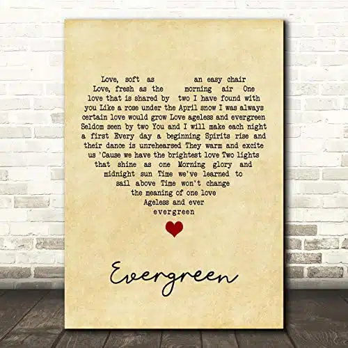 Evergreen Vintage Heart Song Lyric Gift Present Poster Print