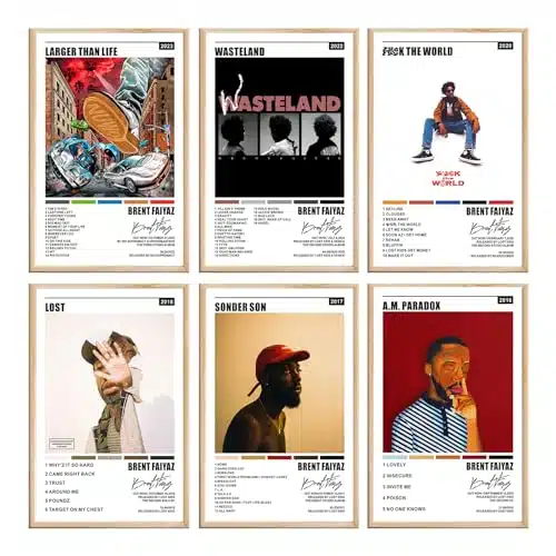 Brent Poster Faiyaz Larger Than Life Poster Wasteland The World Sonder Son A.m. Paradox Lost Album Cover Music Poster Wall Decor Art Print Posters For Room Aesthetic Set Of Un