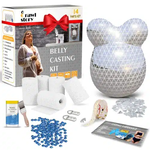 Crawl Story Belly Cast Kit Pregnancy Baby Casting Kit  With Plaster Cloth Roll, Hanging Hardware & Decorative Items Perfect Baby Shower & Pregnancy Giftspregnancy Belly Castin