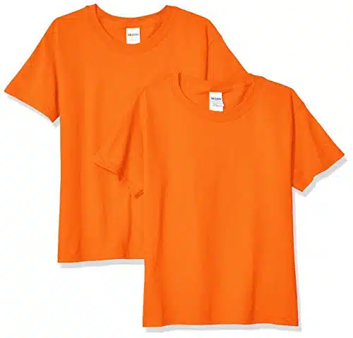 Gildan Youth Heavy Cotton T Shirt, Style Gb, Pack, Orange, Medium