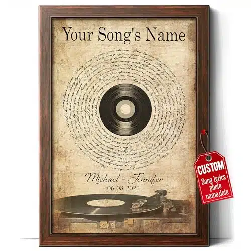 H Dewall Customized Song Lyrics Canvas Framed Birthday Gifts For Wife Personalized Music Poster Using My Own Photos Custom Gifts For Women Decorations For Your Room Poster Vin