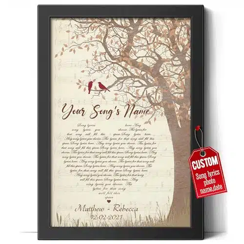 H Dewall Personalized Song Lyrics Poster Photo Gifts For Him Image Poster Wall Art Frame Music Artist Customized Canvas Boyfriend Gifts For Birthday Framed Photo Art Work For 