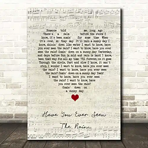 Have You Ever Seen The Rain Script Heart Song Lyric Gift Present Poster Print