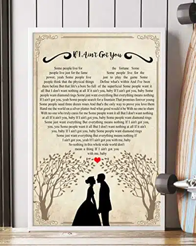 Mattata Decor Gift   If I Ain'T Got You Song Lyrics First Dance Wedding Portrait Poster Wall Art Print (X )