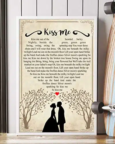 Mattata Decor Gift   Kiss Me Song Lyrics First Dance Wedding Portrait Poster Wall Art Print (X )