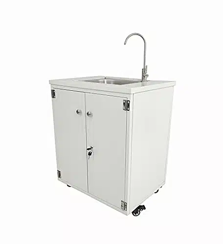 Steel Cabinet Portable Sink Self Contained Hand Wash Station Mobile Sink Water Fountain Water Supply Vv Powered Built In Pump Water Jugs Not Included X X Cabinet