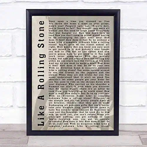 The Card Zoo Like A Rolling Stone Shadow Song Lyric Quote Print