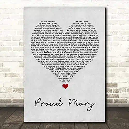 The Card Zoo Proud Mary Grey Heart Song Lyric Quote Music Print