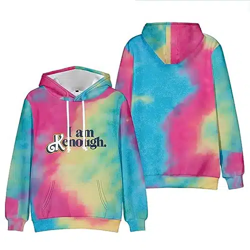 Xcovpds I Am Ken Enough Hoodie Sweatshirt For Mens Womens Unisex I Am Enough Letter Printed Cool Tie Dye Streetwear Hoodie Sweatshirt Xl