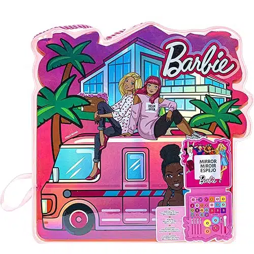 Barbie   Townley Girl Soft Case Vanity Set Includes Lip Gloss, Face Shimmer, Body Glitter, Cheek Shimmer, & Accessories Ages + Perfect For Parties, Sleepovers & Makeovers