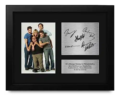 Hwc Trading Rob Mcelhenney, Charlie Day, Kaitlin Olson, Glenn Howeton & Danny Devito Always Sunny In Philadelphia Framed Gifts Printed Signed Autograph Picture For Tv Show Fan