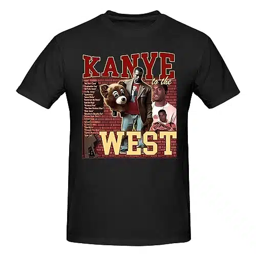 Men'S Cotton Kanye Music West T Shirts Round Neck Soft Funny Short Sleeve T Shirt For Sports Leisure Party Small